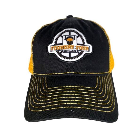 Foundry Four Distillery Snap Back Trucker Hat Black / Yellow Adjustable OS - Picture 1 of 7